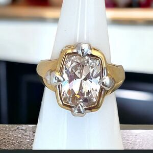 Vintage UNCAS Cocktail Ring Solitaire Huge Cubic Zirconia Heart Never Worn 5T